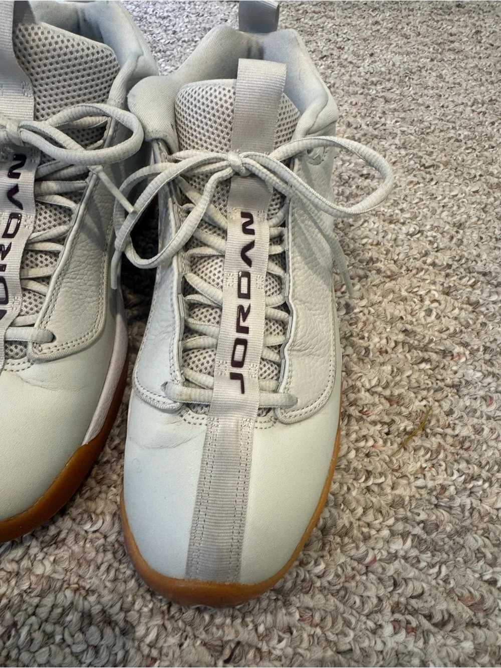 Jordan Light Gray and Gum Low-Top Sneakers